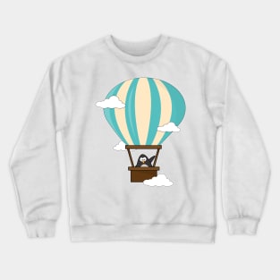 Penguin in Hot air balloon & Clouds Crewneck Sweatshirt